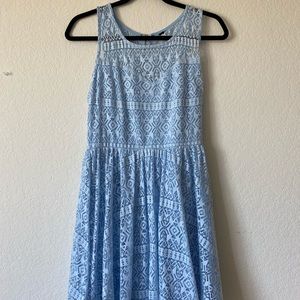 Light Blue Lace Skater Mini Dress